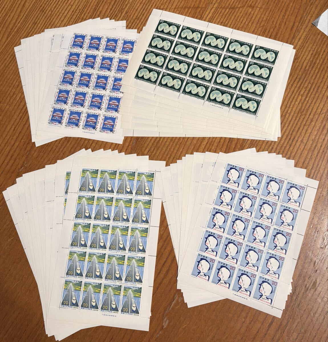 p17④ 未使用 記念切手 切手シート 日本郵便 学生100年 第6回列国議会同盟会議 鉄道100年 沖縄復帰 額面14,400円拍卖