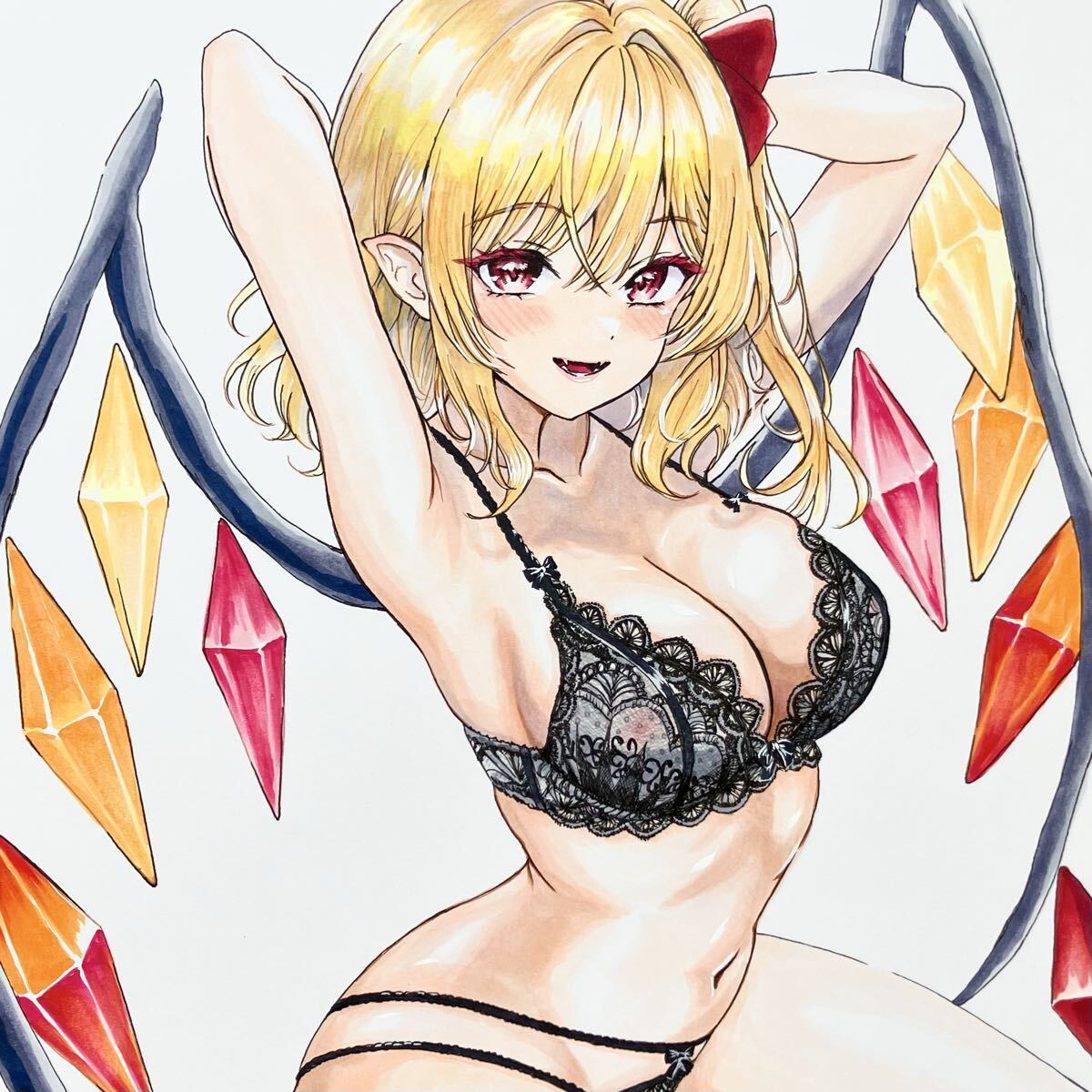 手描きイラスト 原画 東方Project フランドール・スカーレット『誘惑』 A4 コピック拍卖