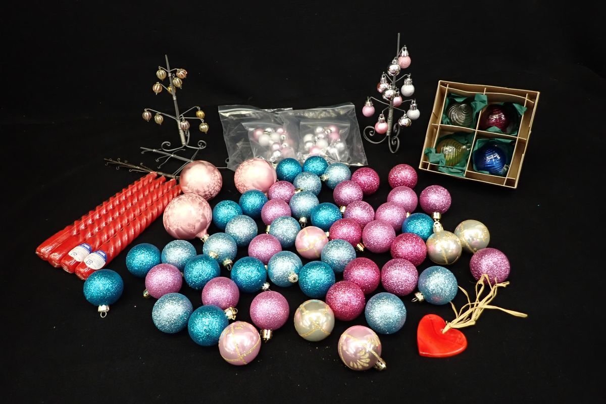 ◆クリスマス05 オーナメント 他/ボール キャンドル ミニツリー ラメ カラフル◆ツリー 飾り クリスマス飾り/消費税0円拍卖
