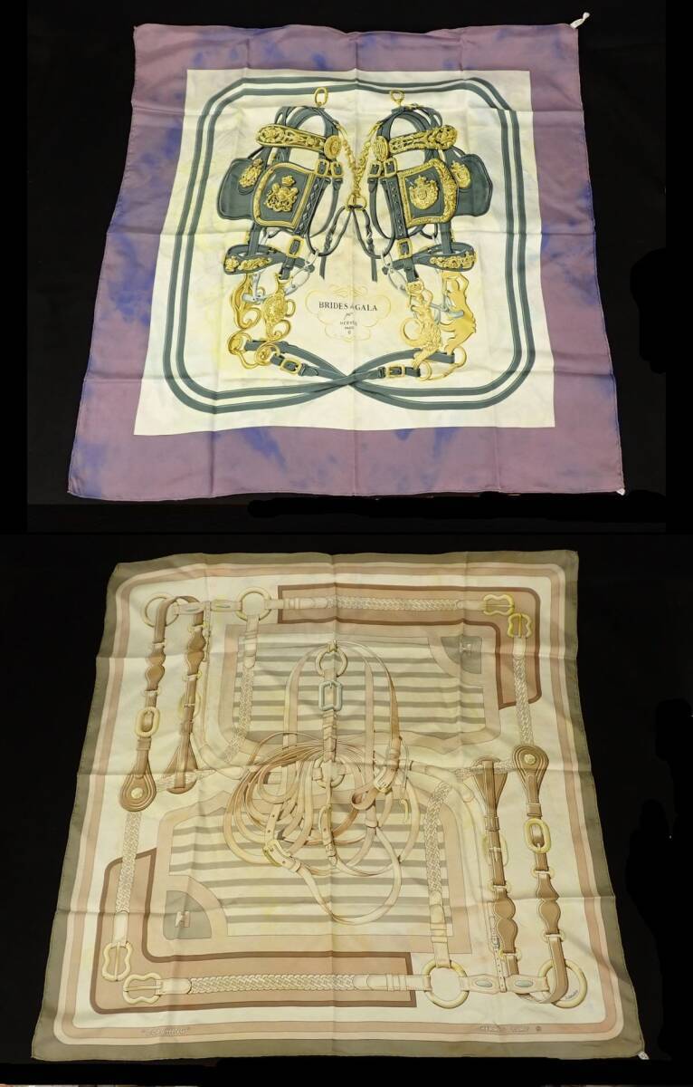 ◆スカーフ04 HERMES 難あり 2枚◆エルメス/消費税0円拍卖