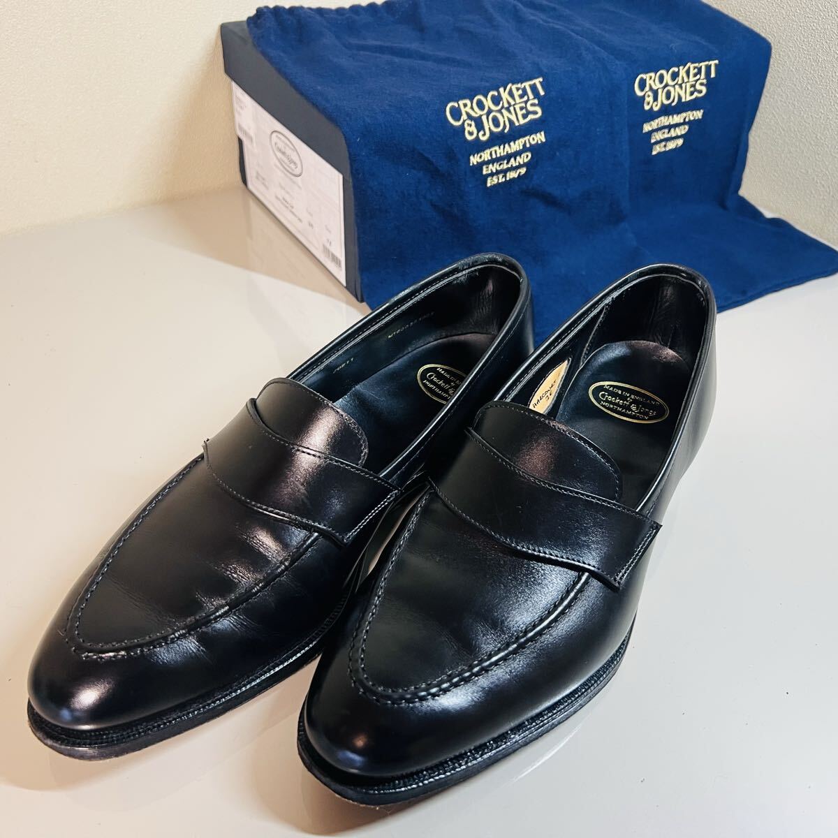 【美品】CROCKETT&JONES クロケット&ジョーンズ ハーコート2 Harcourt2 ローファー UK7(25.5cm) ブラック 黒 専用箱、袋付き拍卖