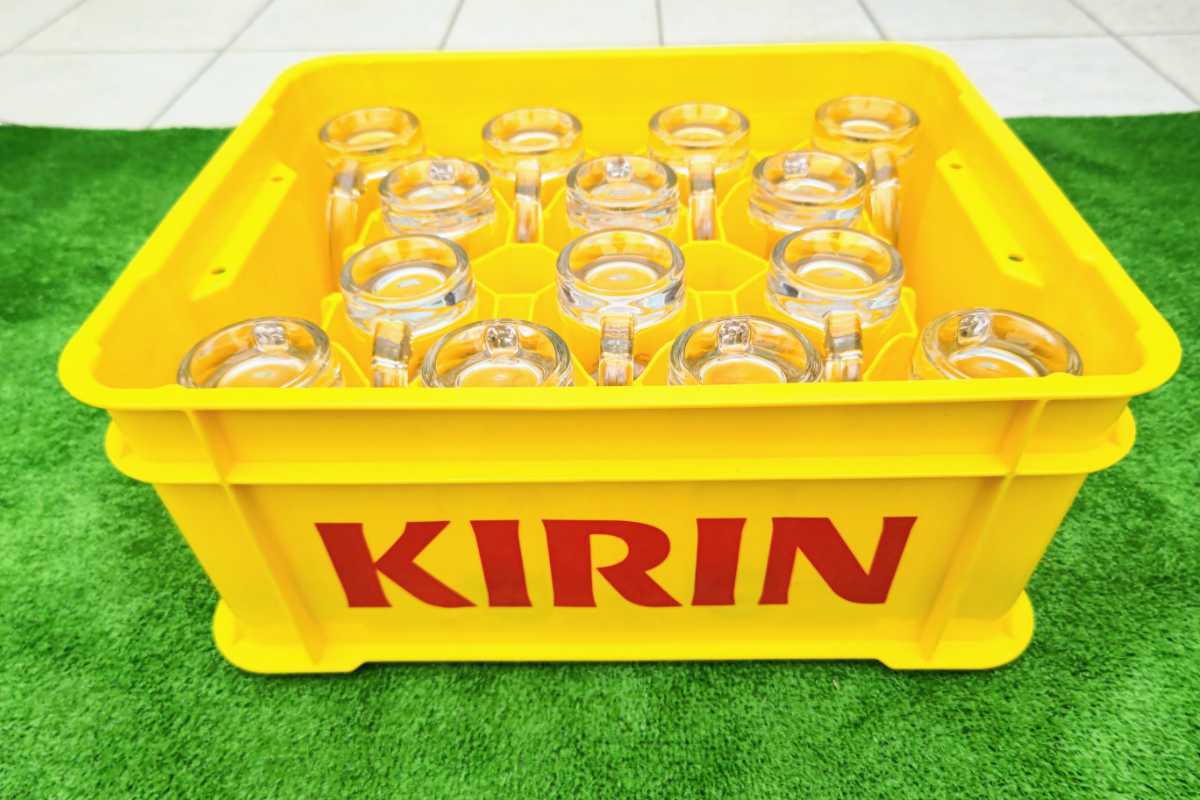 昭和レトロ KIRIN キリン ビール ジョッキ グラス ケース 14個セット 宴会 業務用 希少 レア 領収書拍卖