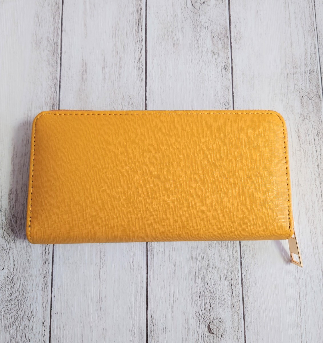 無地 シンプル 長財布 ラウンドファスナー イエロー 黄色 合皮 財布 レディース拍卖