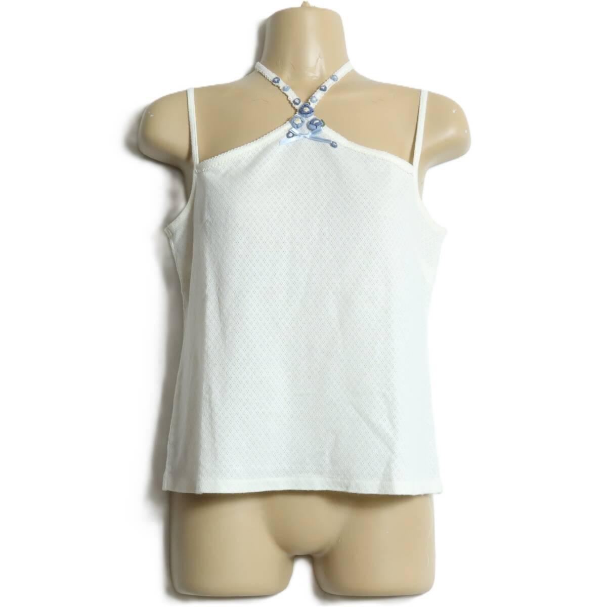 ピンクハウス★フラワーモチーフとミニリボンが可愛い♪ ホルターネックキャミソール サイズM アイボリー系 z16311拍卖