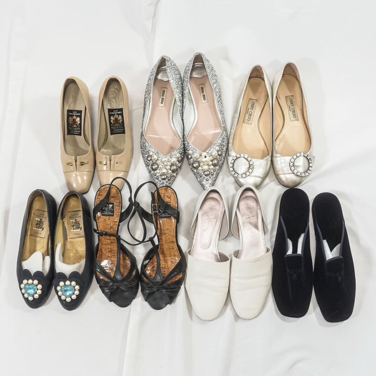1円〜 レディース靴 パンプス サンダルはまとめ 山 セット MIUMIU jimmy choo 銀座かねまつ ミハマ 7点セット ハイブランド拍卖