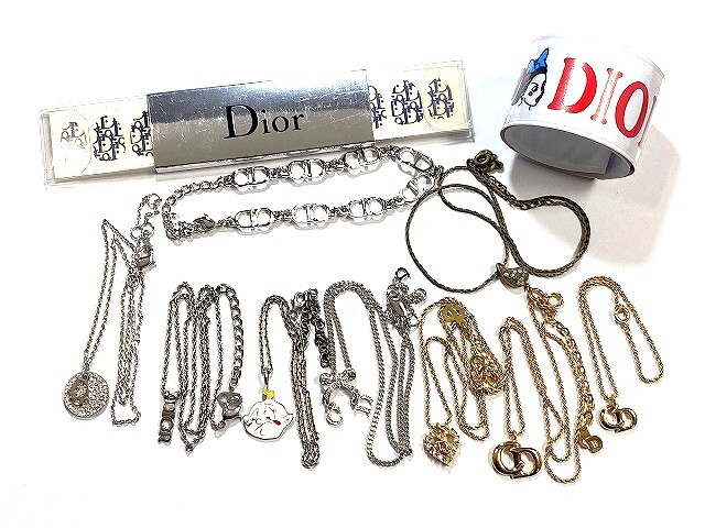 1円~ 中古 まとめ売り クリスチャンディオール ネックレス/ブレスレット/他 ロゴ/リボン/ラインストーン/他 11点セット アクセサリー拍卖