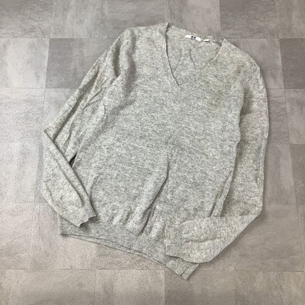 【高級感溢れるカシミヤ 100%】ユニクロ UNIQLO カシミアニット セーター レディース グレー Lサイズ 滑らか着心地拍卖