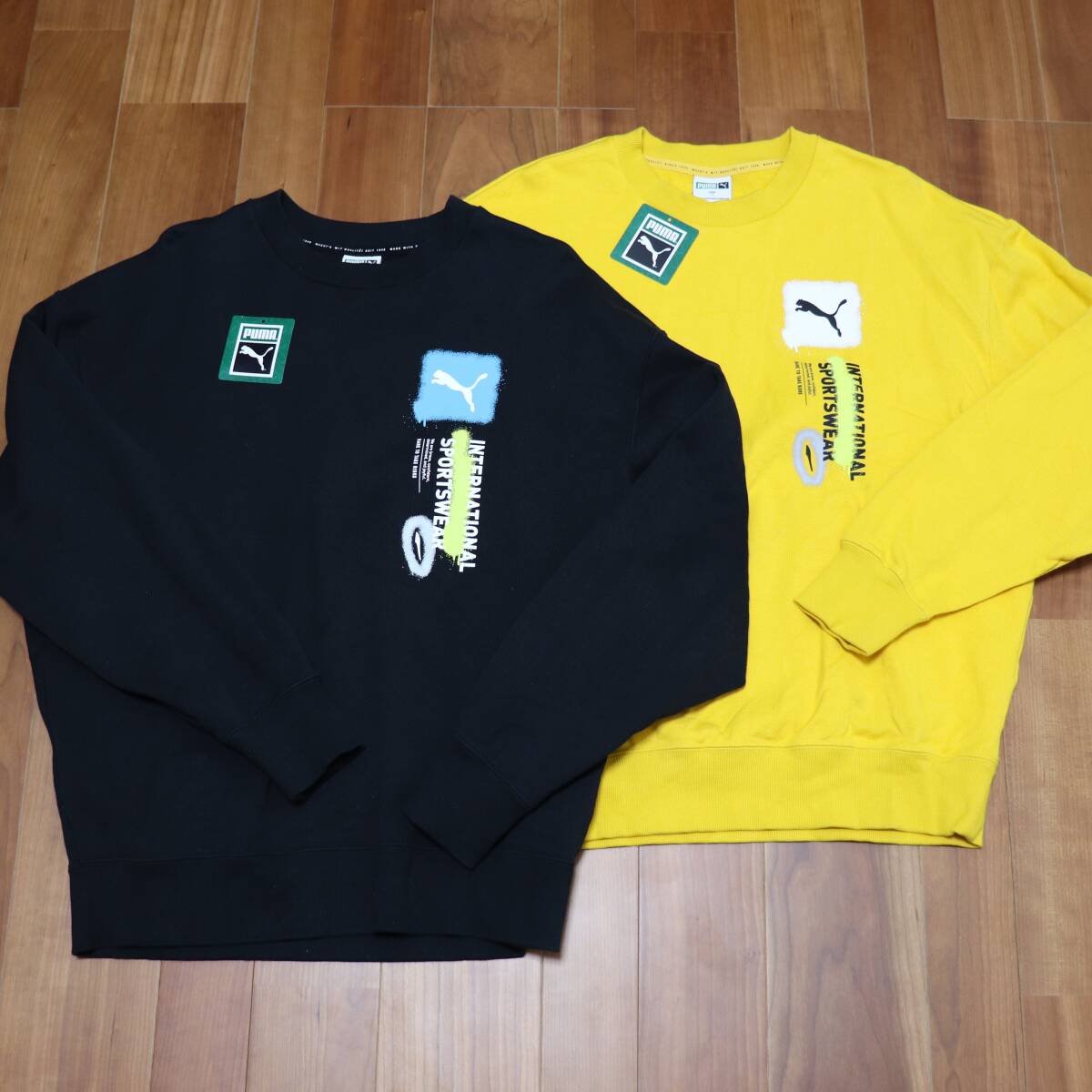 ☆超美品 処分 2点セット(S)PUMA プーマ トレーナー スウェット 黒 黄 タグ付き☆★★★☆★☆★☆拍卖