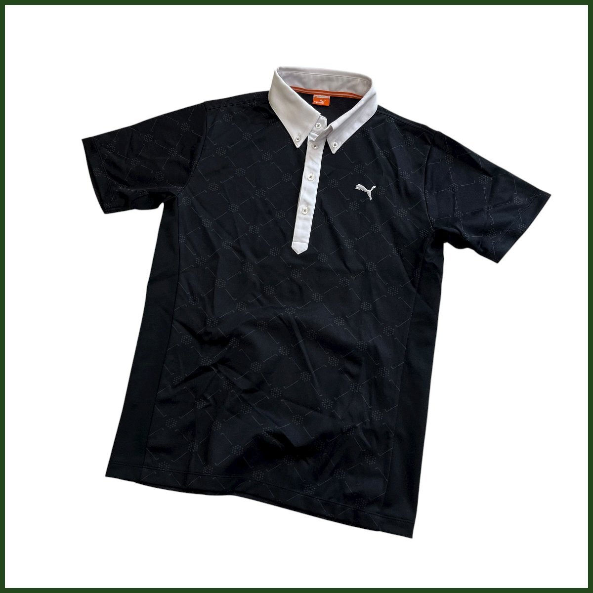 中古●PUMA●プーマゴルフ 半袖ポロシャツ Mサイズ 902556 総柄 ブラック Tシャツ 衣類 服 札幌拍卖