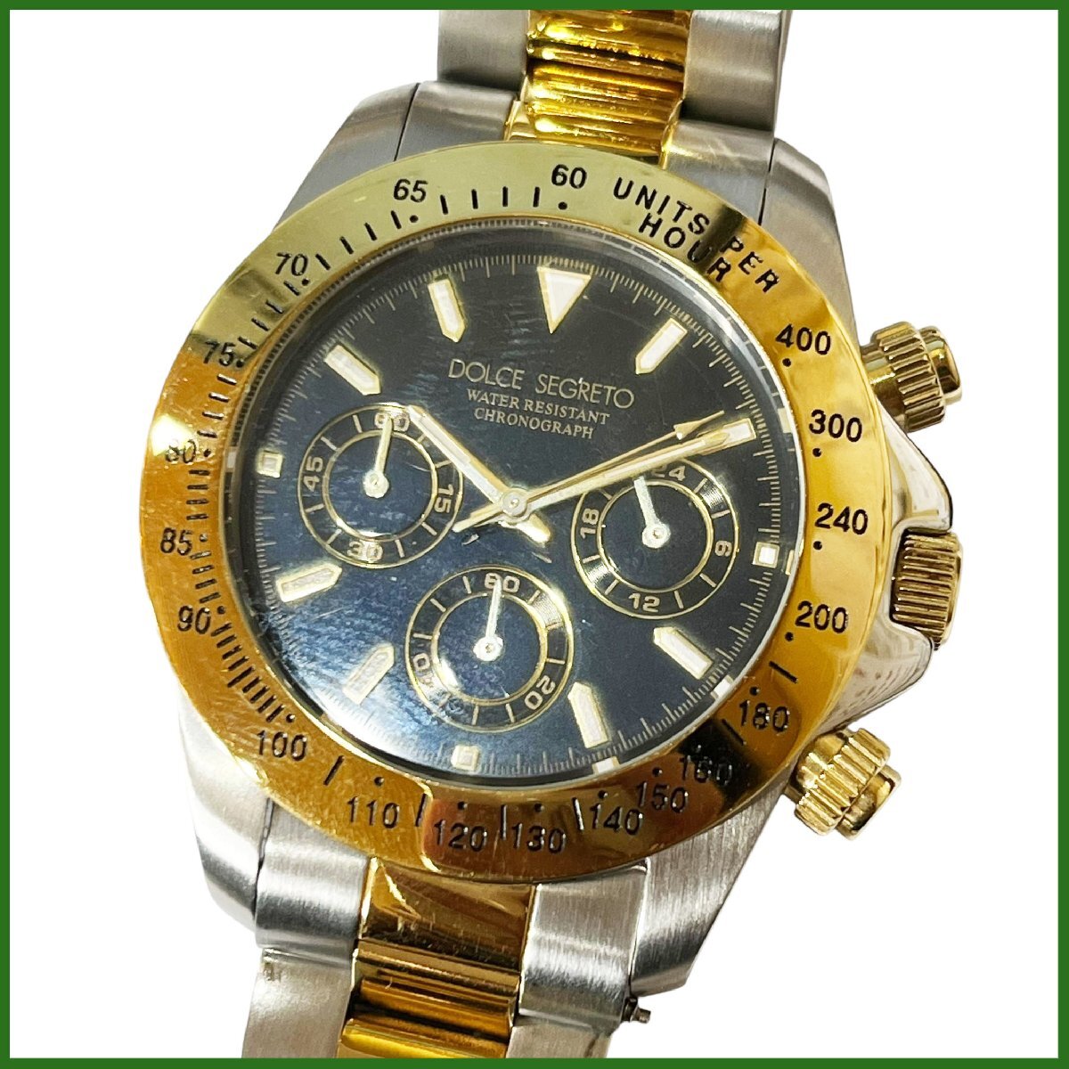 中古●DOLCE SEGRETO/ ドルチェセグレート●メンズ腕時計 CG200 クォーツ ブラック文字盤 やや曇り有 電池交換済 札幌拍卖