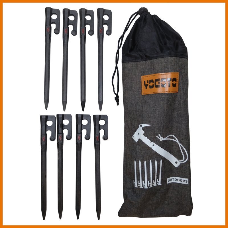 中古●Baden/バーデン●ストロングペグ 8本 アウトドア キャンプ カーボン 軽量 やや使用感あり ケース付き(YGOTO) テント 設営 杭 札幌拍卖