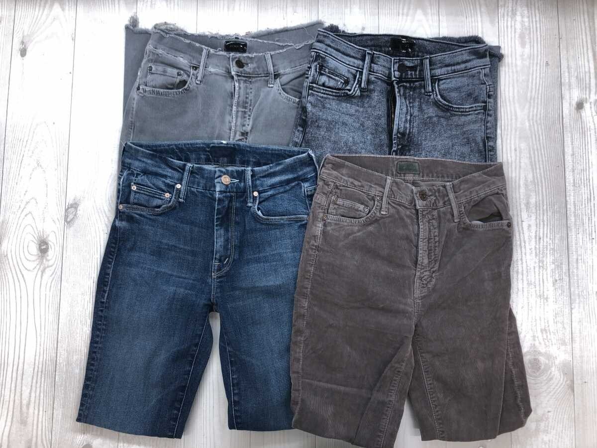 MOTHER アメカジ グランジ ストレッチ ダメージデニムジーンズ コーデュロイ パンツ 4点セット レディース 綿混 24 グレーブラウンネイビー拍卖