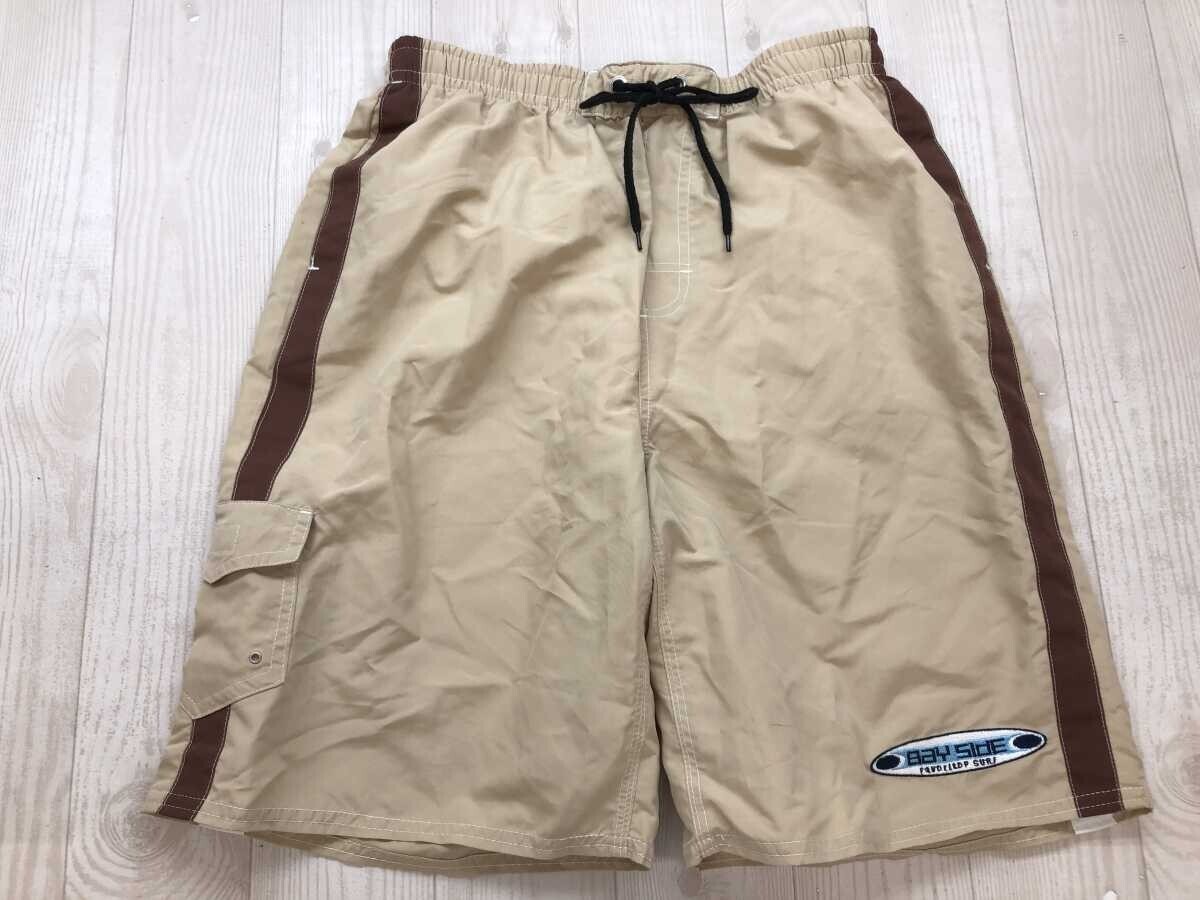 ベイサイド Bay Side レトロ アメカジ サーフ ストリート ハーフ ショート スイム パンツ ボトムス メンズ インナーパンツ付き M ベージュ拍卖