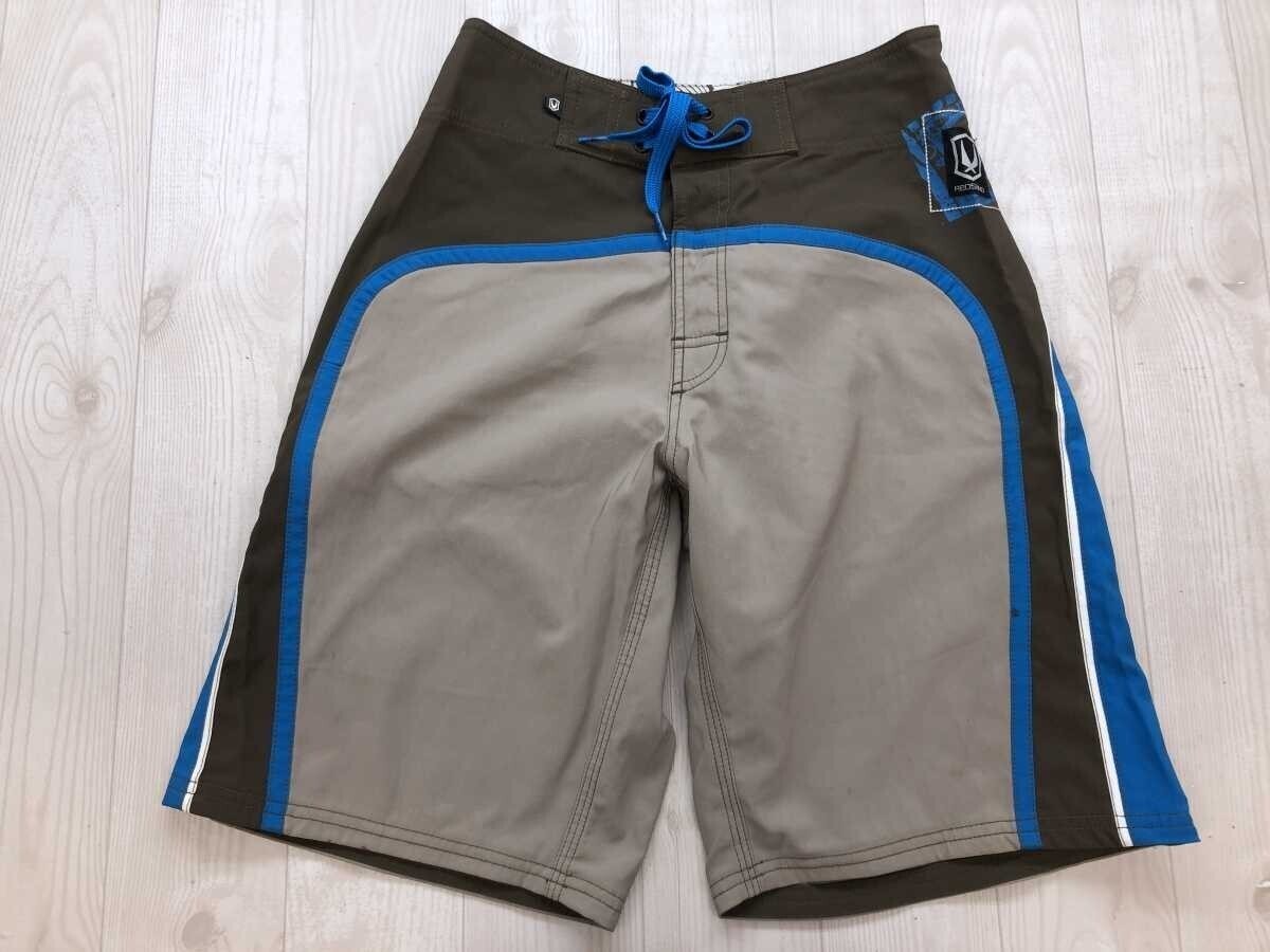 レッドサンド REDSAND レトロ ストリート サーフ 配色切替 ハーフ ショート ボードショーツ スイムパンツ ボトムス メンズ 28 グレー 青拍卖