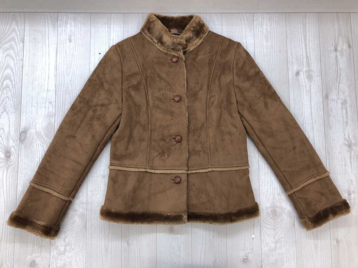 キース KEITH レトロ クラシック エレガント フェイクムートン クロップド ジャケット レディース ポリエステル100% 裏ファー 38 キャメル拍卖