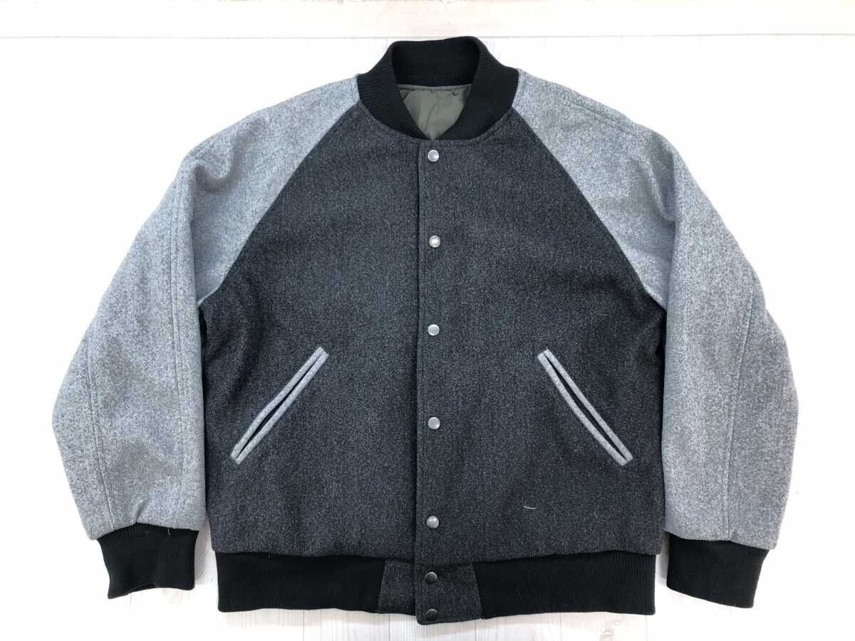 ワークマン アメカジ スポーツ メルトン×瓢箪キルティング リバースブル スタジャン バーシティー ジャケットメンズ LL カーキ&グレー拍卖