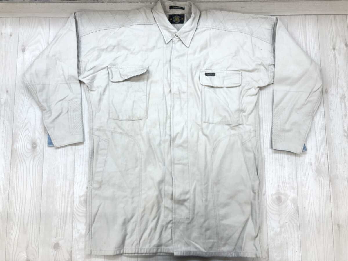 寅壱 ワーク 作業服 現場 鳶 トビ 両胸フラップポケット シャツジャケット メンズ 品質タグなし サイドポケット有り 比翼ボタン ベージュ拍卖