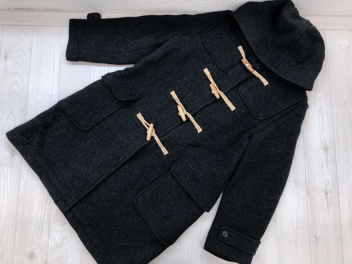 IMAGE THE COLLECTION レトロ 英国トラッド 裏地チェック ダブルフェイス メルトン ダッフルコート レディース ウール混 LL グレー拍卖