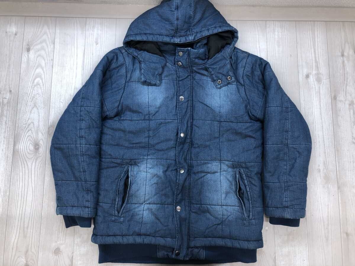 ルービック RUBIK アメカジ ストリート グランジ ネオお兄系 デニム 中綿ジャケット パーカー メンズ コットン100% 中綿ポリエステル XL 紺拍卖