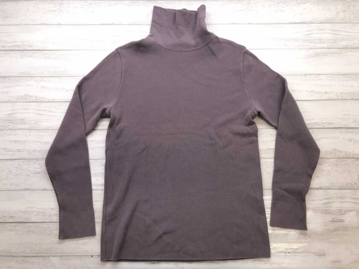 ユナイテッドトーキョー UNITED TOKYO モード 畦編み タートルネック ニットセーター レディース 日本製 コットン混合 1 ラベンダー拍卖