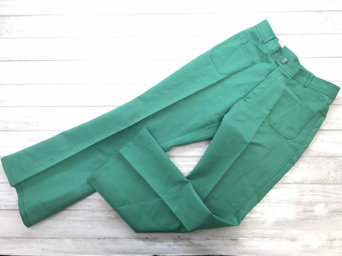 レトロ オールド スポーツ ストリート センタープレス ブッシュポケット スラックス フレアパンツ ボトムス レディース 日本製 緑拍卖