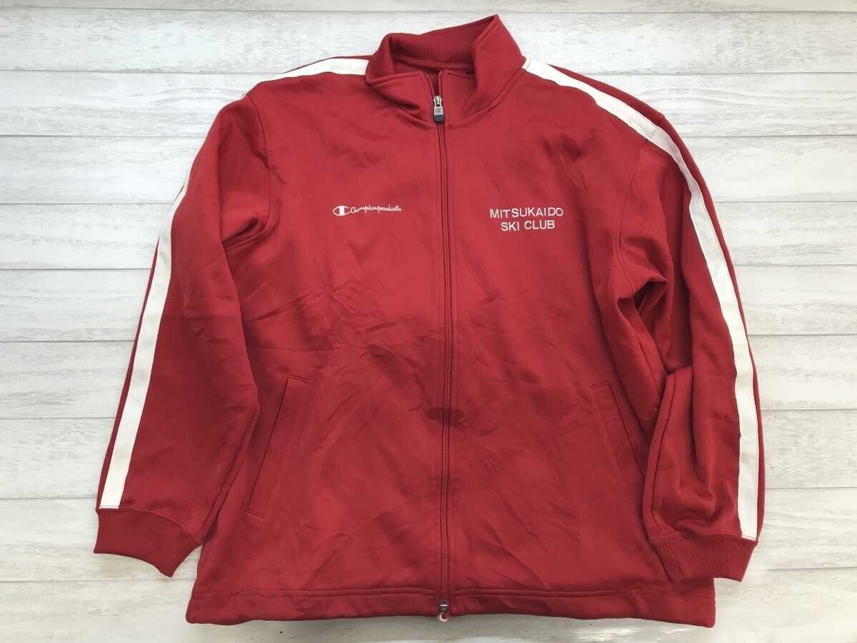 チャンピオン Champion レトロ アメカジ スポーツ 水海道スキークラブ 刺繍入り 袖ライン ジャージ トラックジャケット メンズ 日本製 L 赤拍卖