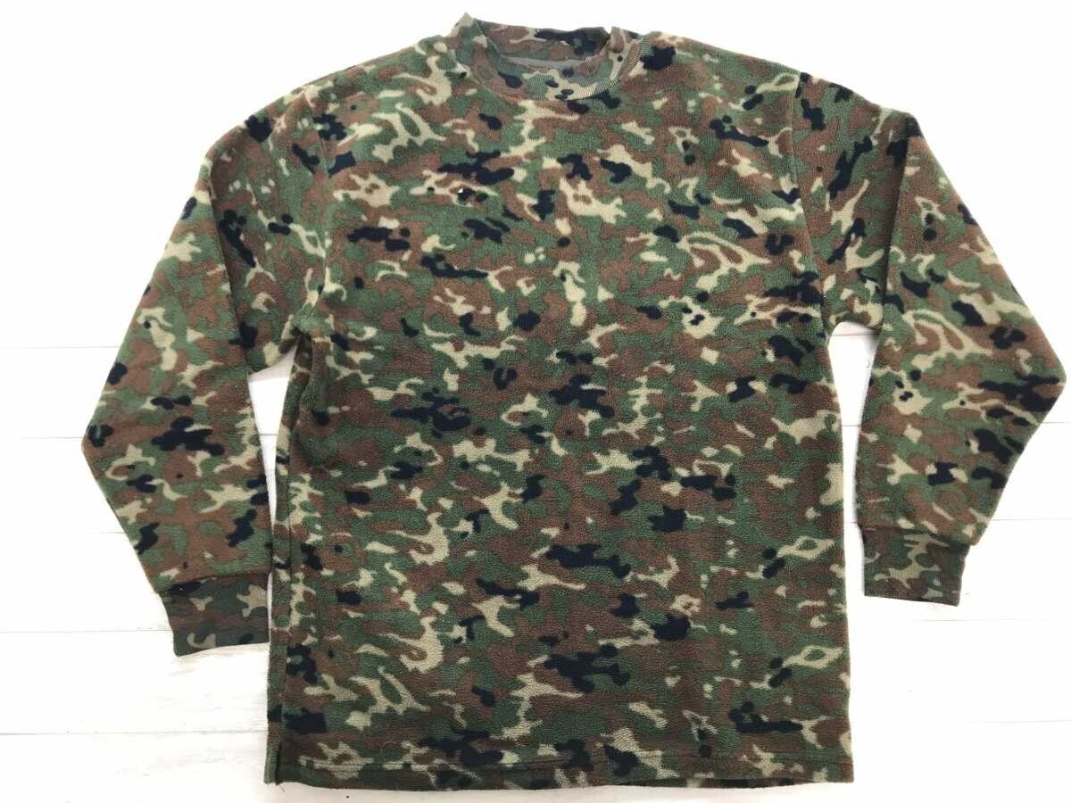 レトロ アメカジ ストリート ミリタリー 迷彩カモフラ クルーネック フリース シャツ プルオーバー メンズ ポリエステル100% M カーキ拍卖