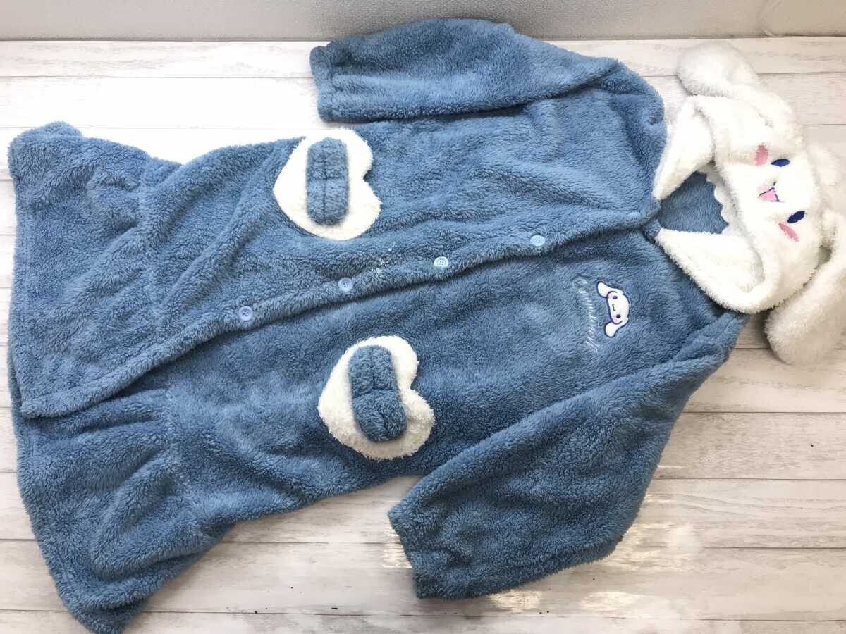 サンリオ sanrio シナモロール シナモン キャラクター なりきり 耳付き ロング丈 フリースルームウェア パーカー ワンピース レディース 青拍卖