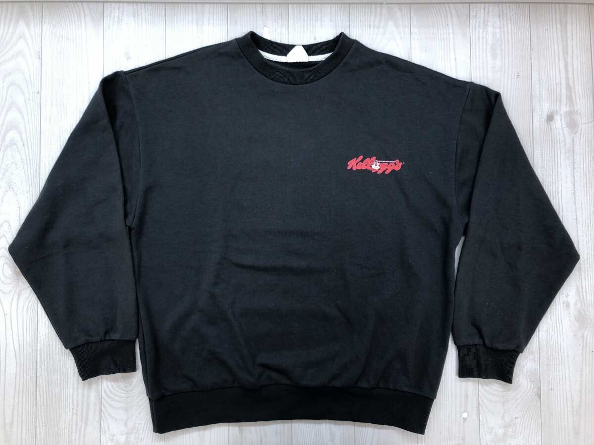 ヴィンテージ ケロッグ VINTAGE Kellogg‘s レトロ アメリカン フォトプリント スウェット トレーナー レディース コットン混合 M 黒拍卖