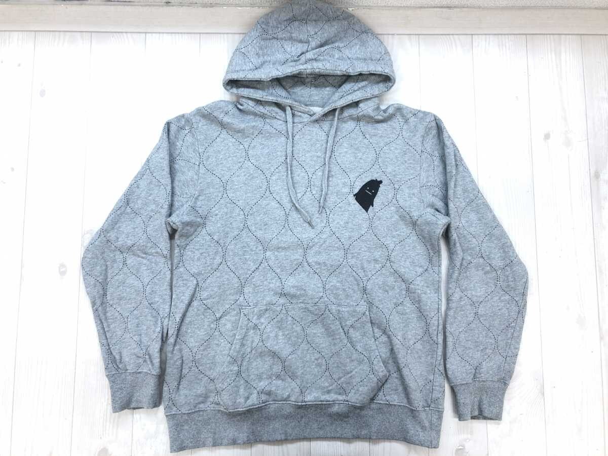 グラニフ graniph アメカジ ユニーク ビューティフルシャドー ひょうたんステッチ風 プリント スウェット パーカー メンズ 綿混 M 杢グレー拍卖