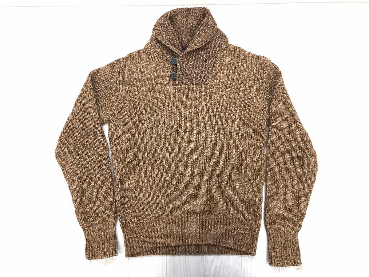 H&M エイチアンドエム 00s アメリカンヘリテージ 古着 ショールカラー プルオーバー コットンニット セーター メンズ S キャメル拍卖