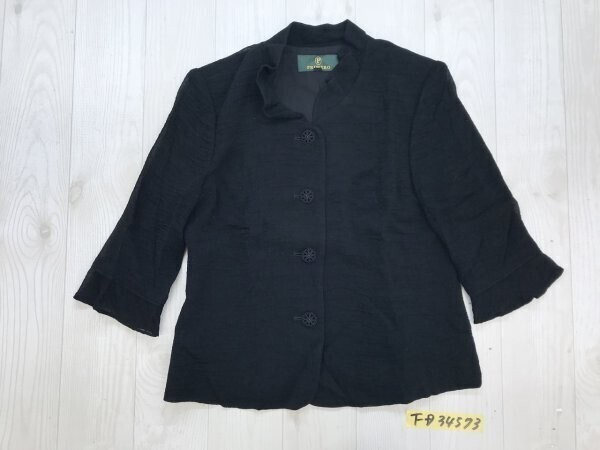 PRIMERO レディース 七分袖 シアー透け 肩パッド 日本製 ジャケット 7AR 黒拍卖