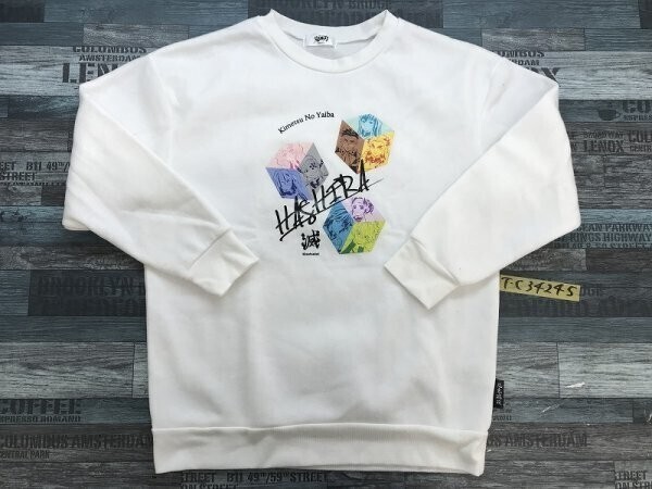 鬼滅の刃 メンズ レディース 柱プリント 裏起毛 スウェットトレーナー L 白拍卖