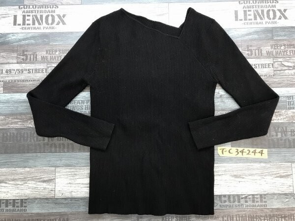 ROSE BUD ローズバッド レディース 個性的ネック 細に ニットソー F 黒拍卖