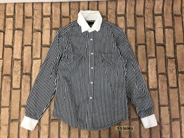 BEAUTY&YOUTH UNITED ARROWS ユナイテッドアローズ メンズ ポケット付 クレリック ストライプ 長袖シャツ S 紺白拍卖