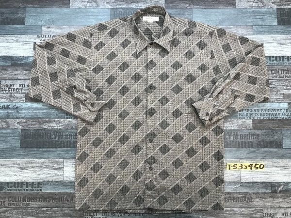 ROMAN ROMINAS メンズ 市松 ストライプ 薄手 長袖シャツ 39-77 グレー拍卖