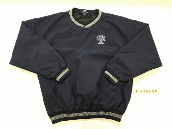 VANTAGE メンズ Vネック 刺繍入 リブ切り替え プルオーバーカットソー M 紺白拍卖