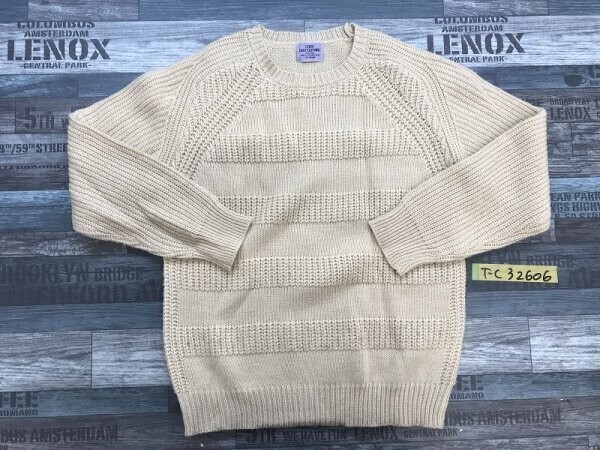 COEN コーエン レディース ボーダー調 ラグランスリーブ ニットソー M ベージュ クリーニング済み拍卖