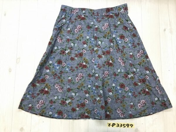 TWO:C レディース 花柄 フレア ミディ丈 スカート 44 ネイビー拍卖
