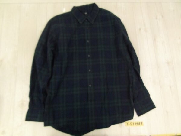 UNIQLO ユニクロ メンズ チェック柄 ボタンダウン 長袖シャツ 大きいサイズ XL 緑紺拍卖