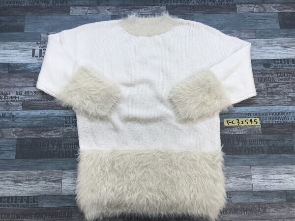 dazzlin ダズリン レディース ファーシャギー切替 ニットカットソー F オフホワイトアイボリー拍卖