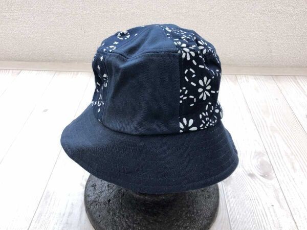 新品 匠三代伝承 本藍染 レトロ 和柄 モダン 吉兆柄 蜻蛉 トンボ柄 切替 6パネル バケットハット 帽子 レディース 天然染料100% 紺拍卖