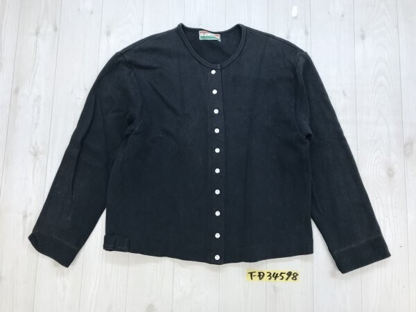 PIETE レディース 日本製 ロゴ刺繍入 スナップボタン コットンカーディガン 黒拍卖