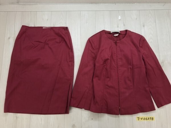 PRISMALEI プリズマレイ レディース 薄手 ノーカラージップジャケット・スカート 上下セットアップ 38 赤拍卖