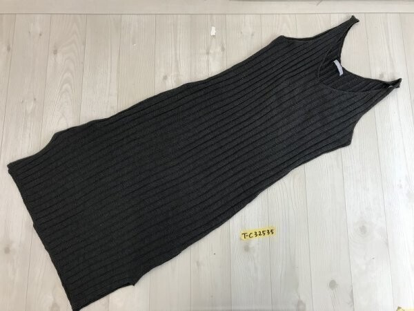 louise レディース ポリエステル ノースリーブ リブニット ワンピース L ダークグレー拍卖