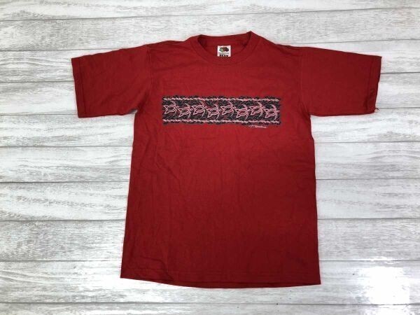 フルーツオブザルーム FRUIT OF THE LOOM レトロ アメカジ サーフ ビーチ ウミガメ ハワイ HAWAII 半袖Tシャツ キッズ 綿混合 14/16 赤拍卖