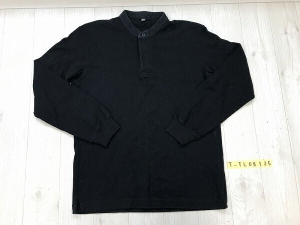 UNIQLO ユニクロ メンズ ヘンリーネック ロンT カットソー S 黒拍卖