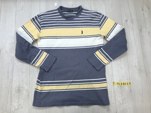 EASTBOY イーストボーイ レディース ロゴ刺繍 ボーダー ロンT カットソー M 白黄色ダークブルー拍卖