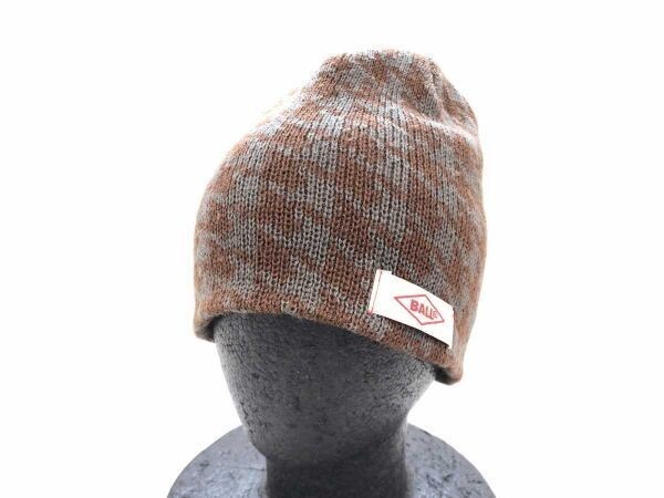 ボール BALL レトロ ユーロストリート 千鳥格子 ハウンドトゥース ジャガード ニットキャップ ビーニー 帽子 メンズ ウール混 日本製 茶系拍卖