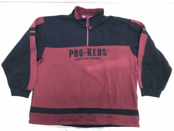 プロケッズ PRO-KEDS レトロ アメカジ アウトドア スポーツ スウェット切替 ハーフジップ フリース ジャケット プルオーバー メンズ 3L拍卖
